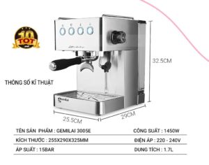 Máy pha cà phê Gemilai CRM-3005E phù hợp quán cafe nhỏ